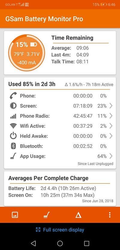 Huawei P20 Battery Usage 2