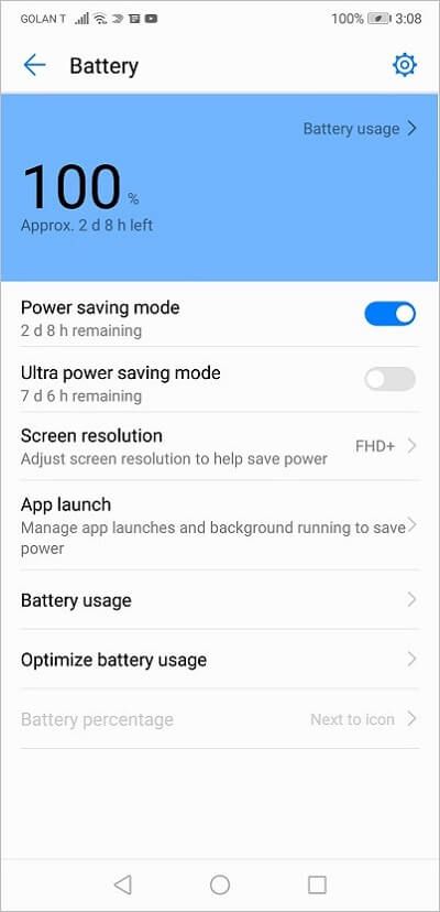 Huawei P20 Battery Usage 3