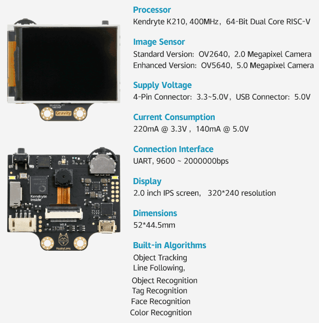 HuskyLens AI Camera Specs
