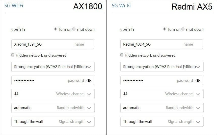 Xiaomi AX1800 Redmi AX5 WiFi Settings