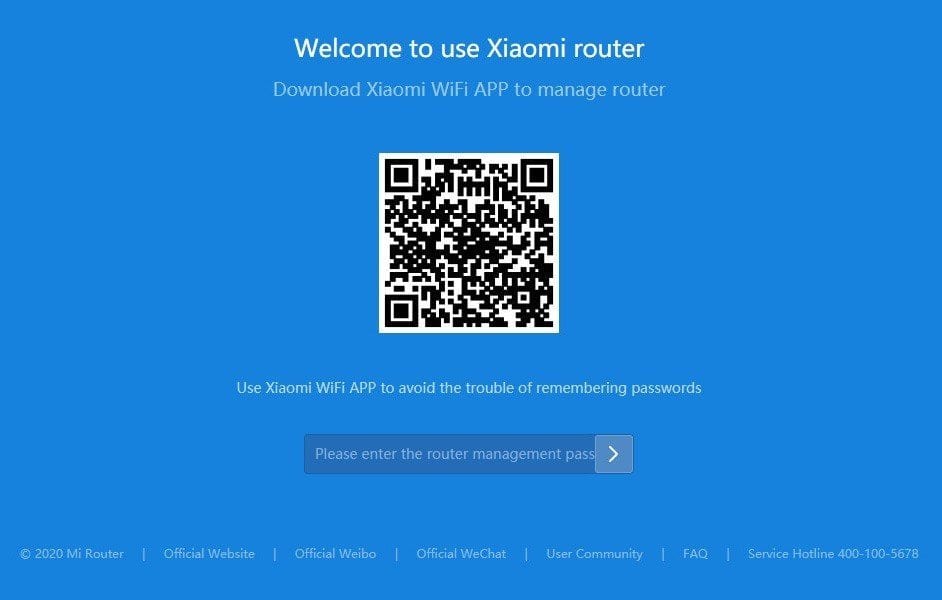 Xiaomi AX1800 Web Loing