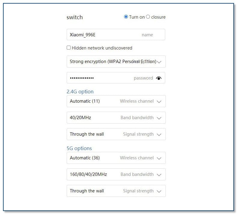 Xiaomi Ax3000 Wifi Settings