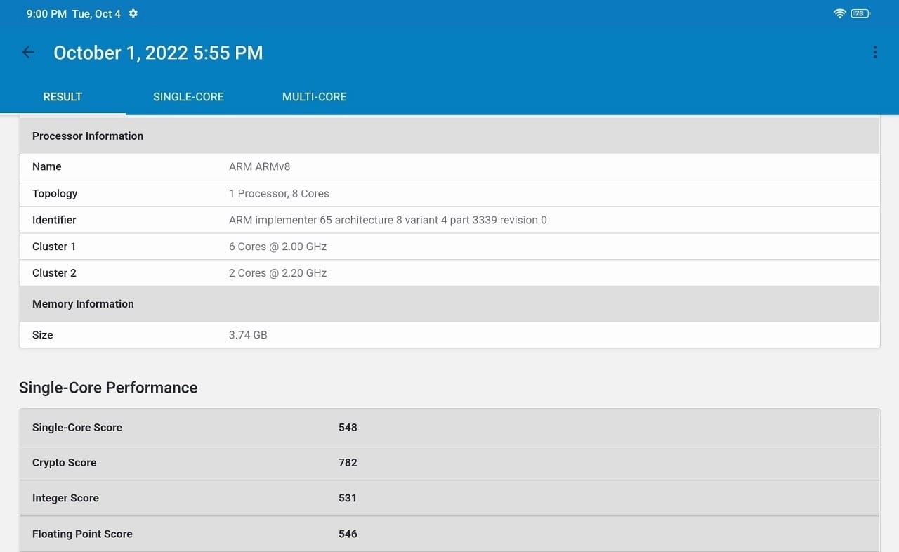Redmi Pad 5 Geekbench 5 2