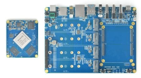 FriendlyELEC CM3588 NAS Kit features x4 M.2 Key-M 2280 PCIe Gen 3 x1 sockets