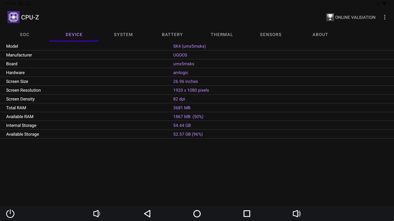 Ugoos SK4 CPU Z 2