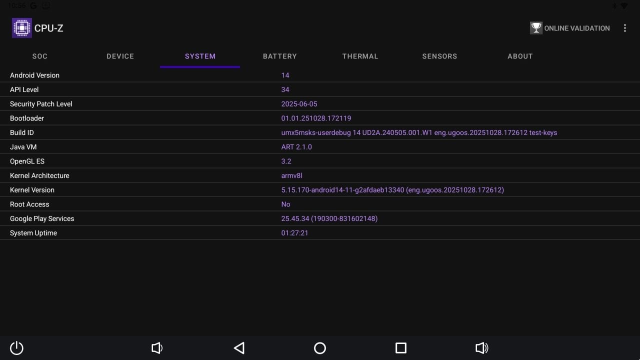 Ugoos SK4 CPU Z 3