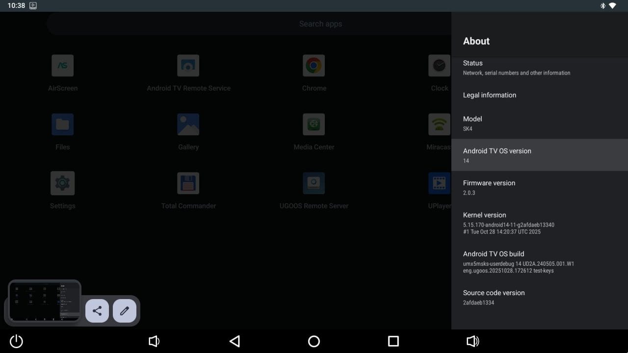 Ugoos SK4 GUI 1