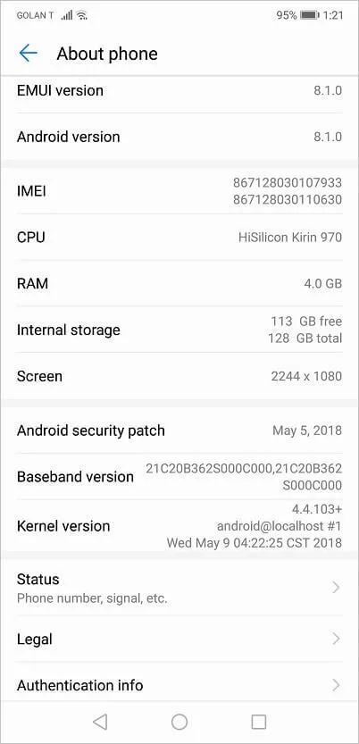 Huawei P20 Android 9 Huawei P20 Android 9