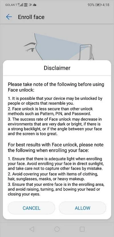 Huawei P20 Face unlock 4 Huawei P20 Face unlock 4