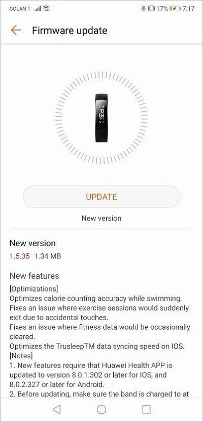 Honor Band 3 Firmware Updating 1