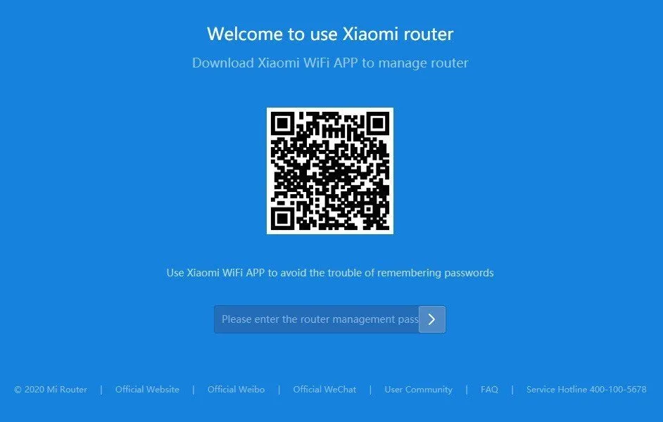 Xiaomi AX1800 Web Loing