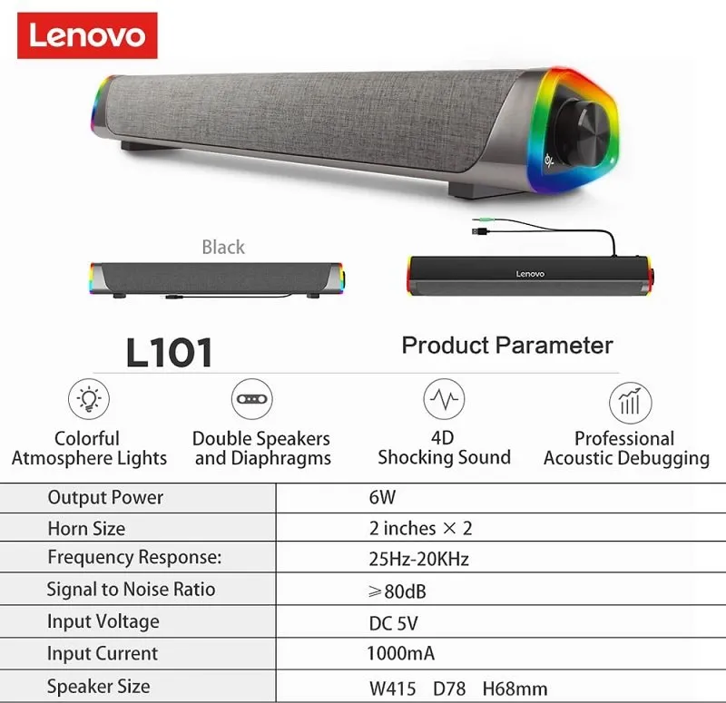 L101 Soundbar Specs