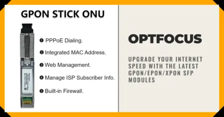 Optfocus Universal GPON/XPON ONU/ONT SFP Stick featuring a MAC address Optfocus Gpon Stick