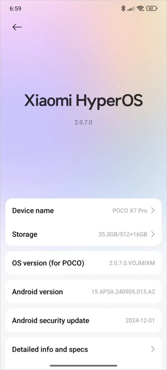 Poco X7 Pro Android 13