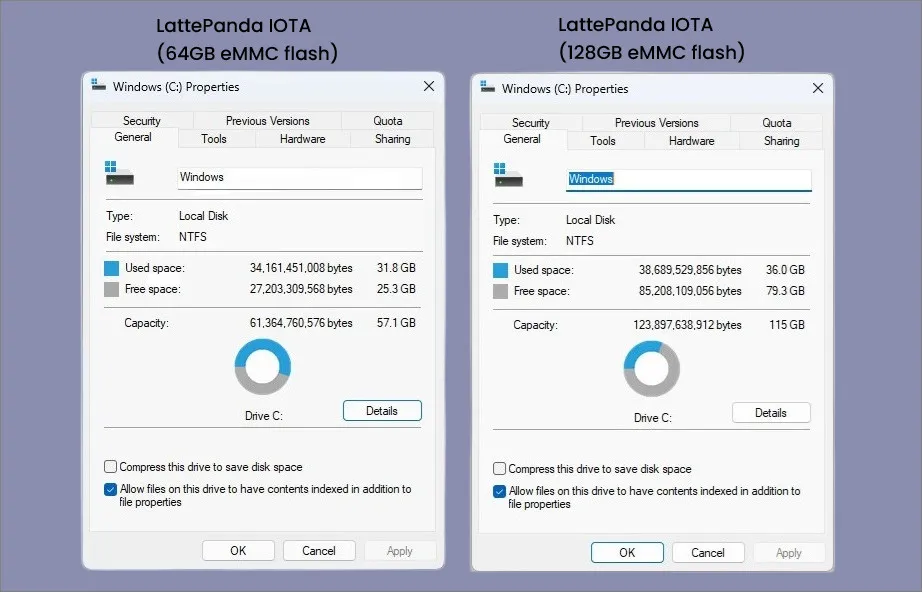 LatteIOT eMMC Storage info