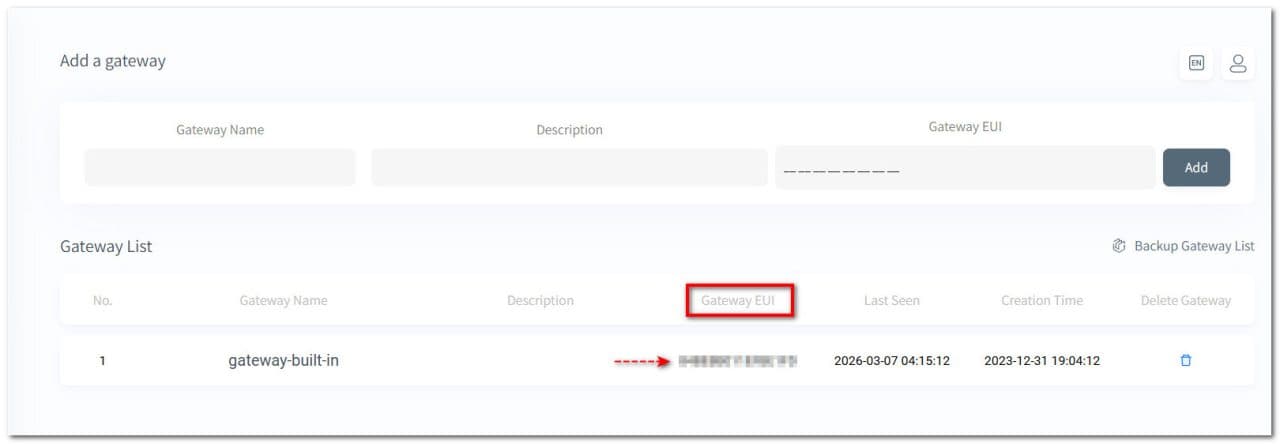 DFRobot LoRaWAN Gateway EUI