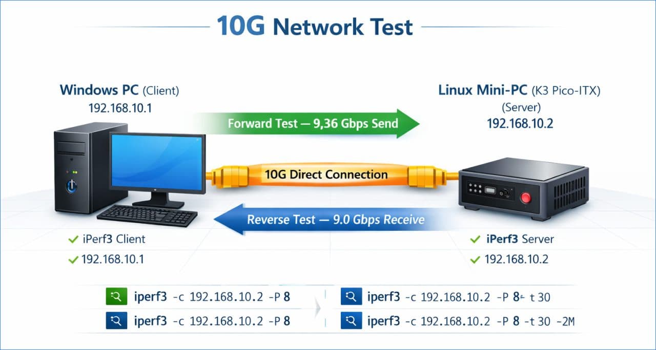 K3 Pico ITX iPerf3 Network Speed Test