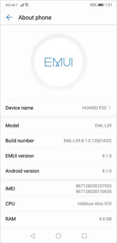 Huawei P20 Android 8 Huawei P20 Android 8