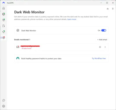 NordVPN Dark Web Monitor 3