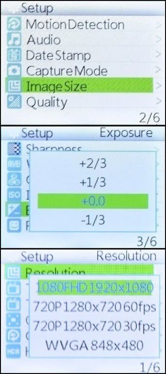 SJ4000 Camera Setup Menu