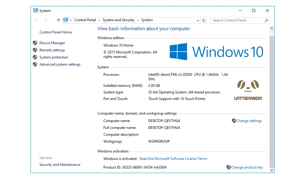 LattePanda Windows 10 5