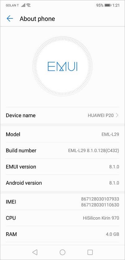 Huawei P20 Android 8 Huawei P20 Android 8