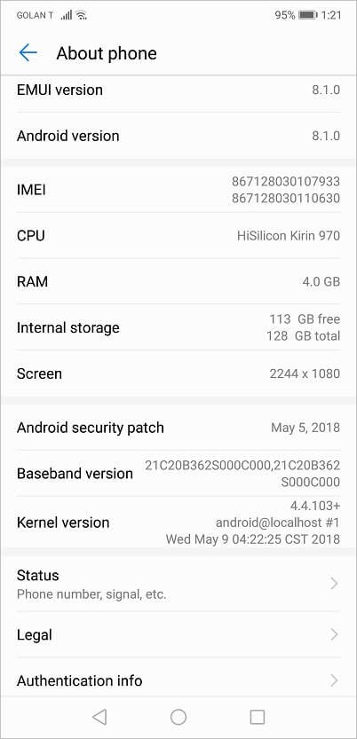 Huawei P20 Android 9 Huawei P20 Android 9