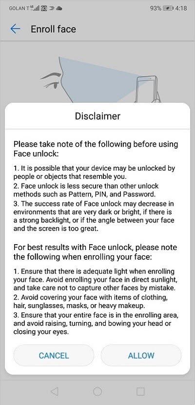 Huawei P20 Face unlock 4 Huawei P20 Face unlock 4