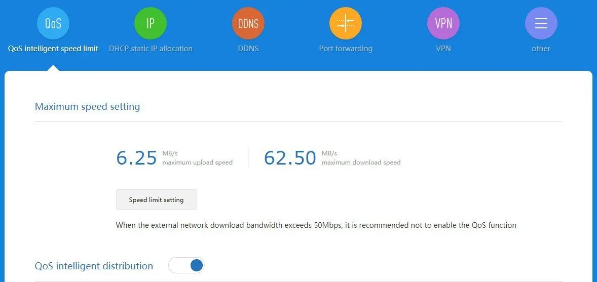 Xiaomi AX1800 QoS