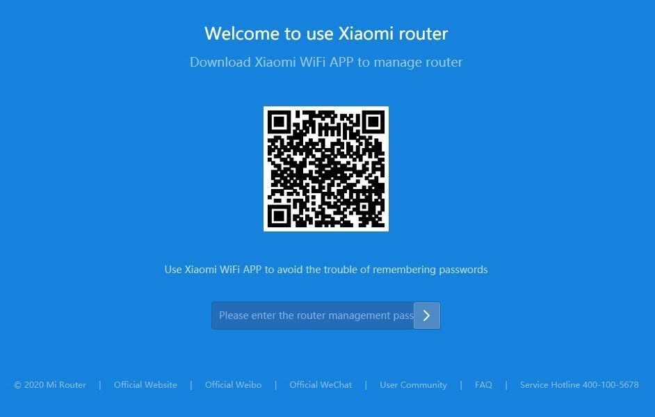 Xiaomi AX1800 Web Loing