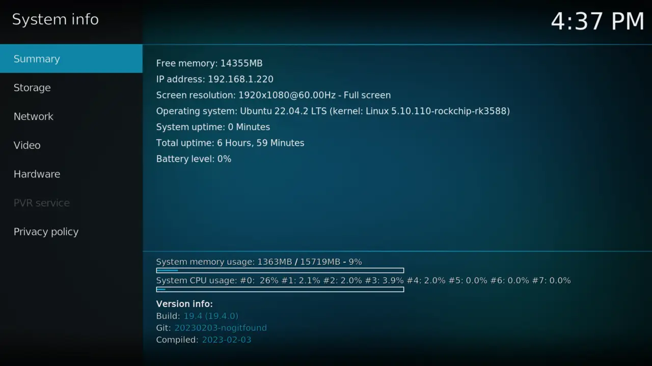 Orange Pi 5 Kodi 4