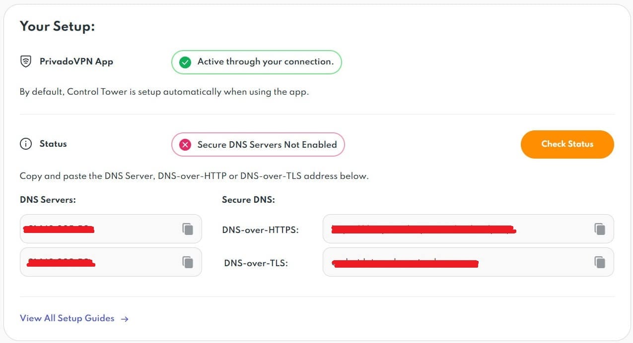 PrivadoVPN DNS Settings