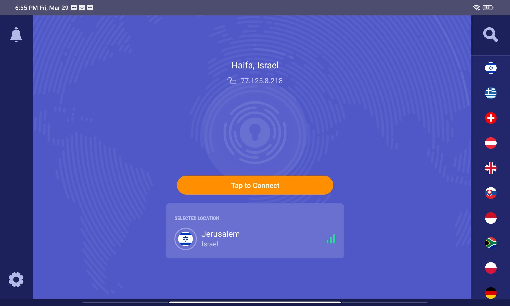 PrivadoVPN Tablet view 2