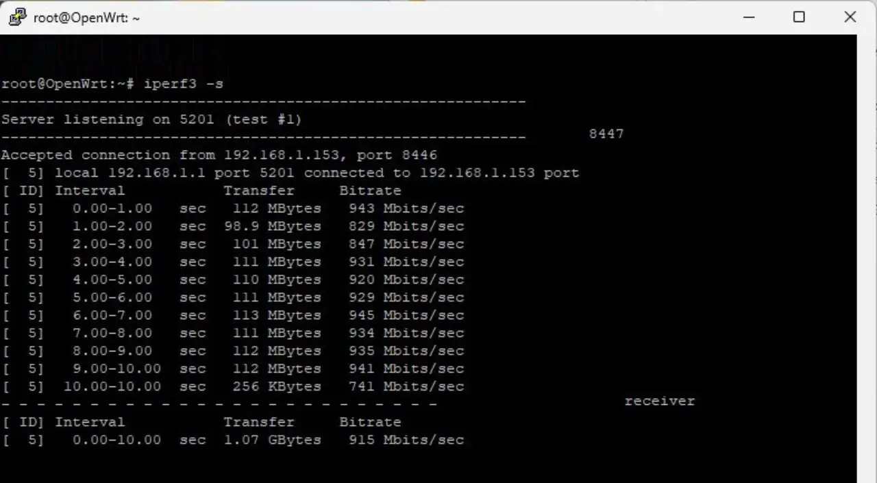 OpenWrt One iPerf Test 1