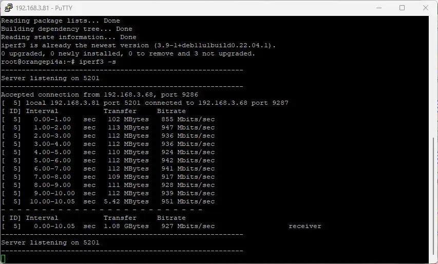 Orange Pi 4A LAN Speed 1