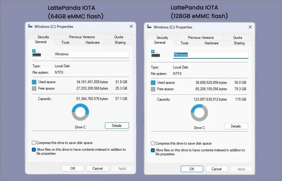 LatteIOT eMMC Storage info