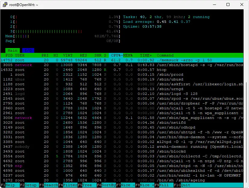 BPI R4 Pro htop