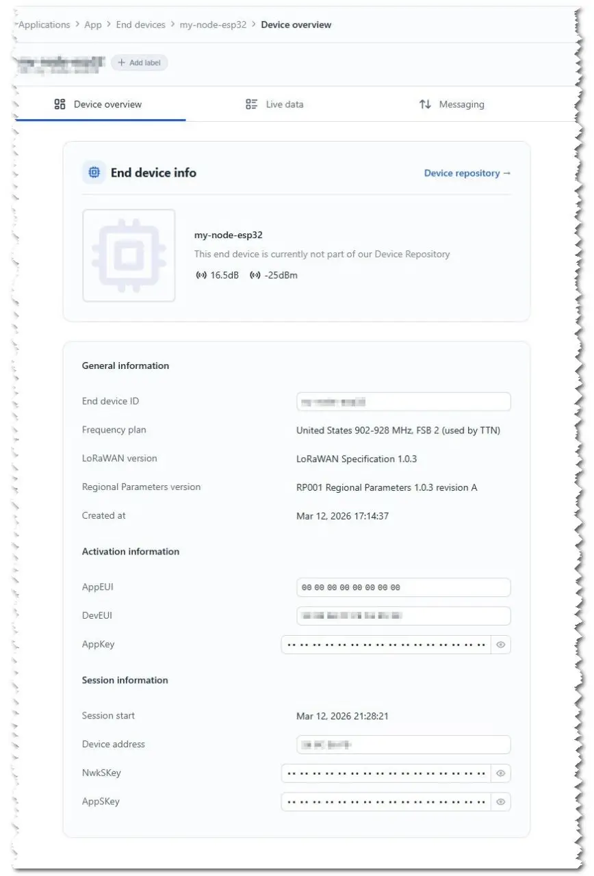 LoRaWAN ESP32 S3 After OTAA